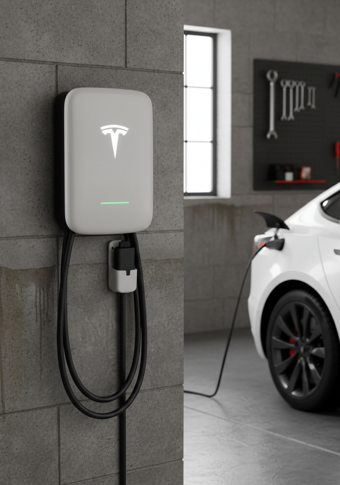 Level 2 EV charger mounted on a residential home exterior